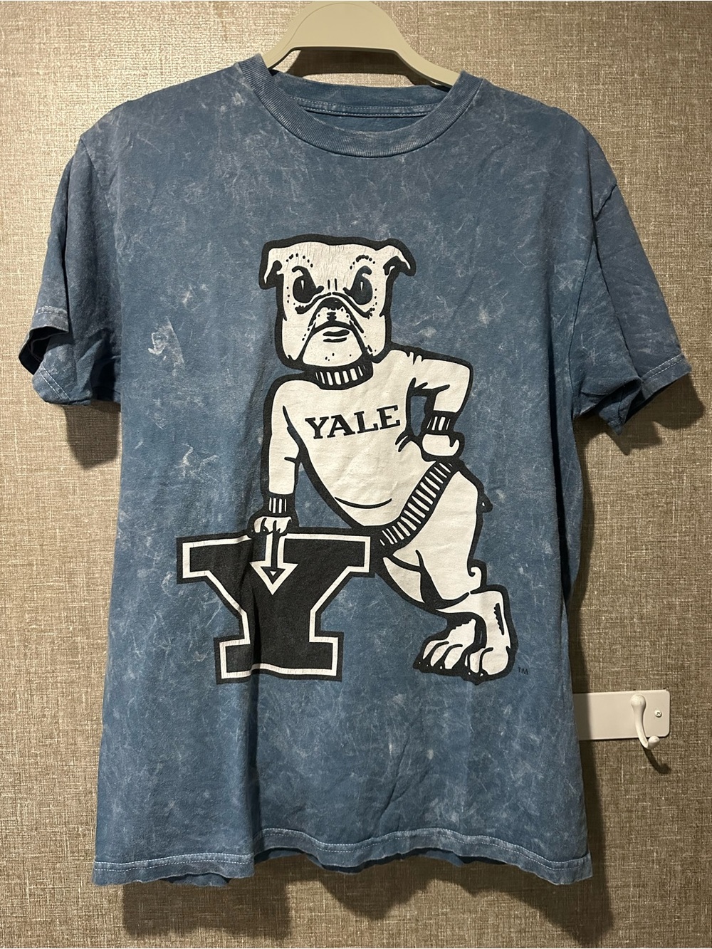 Yale Blue tie-dye Bulldog Logo Tee